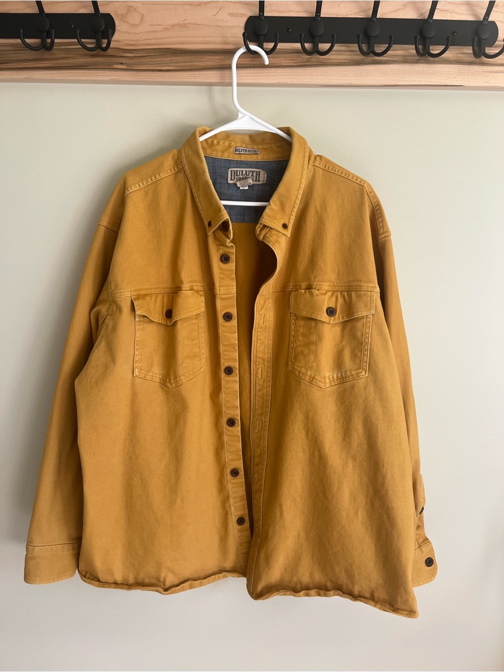 Duluth Trading Co Shacket Jacket Mustard Yellow Utility Workwear Overshirt 2XL